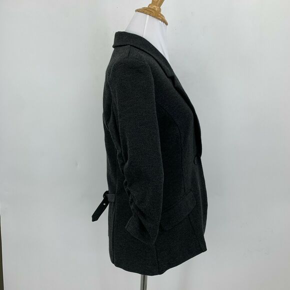 Have & Have Blazer Womens Size M Dark Gray Notch Collar One Button Cinch Sleeves - Picture 4 of 12
